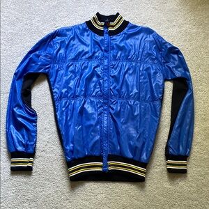 Italian Marilena Cyclist Blue and Black Men's Jacket EUC